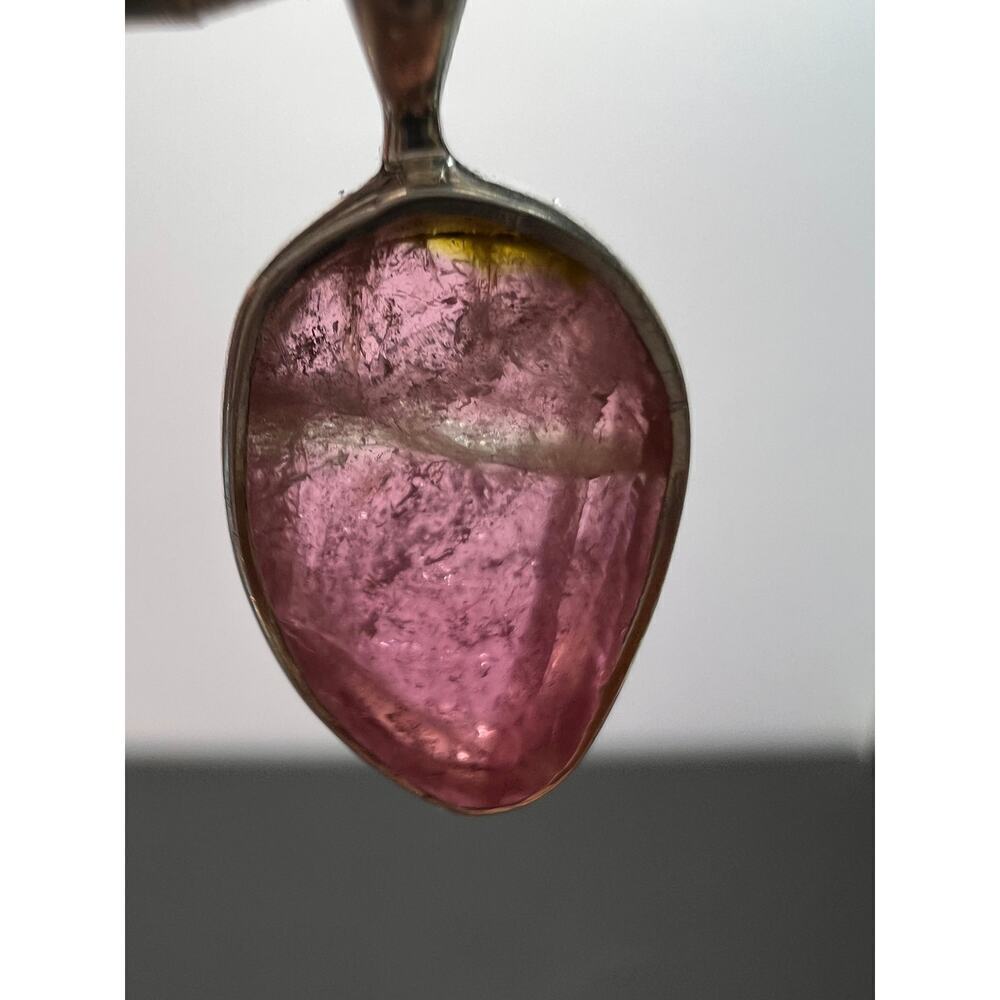NEW Pink tri color tourmaline sterling silver pendant 1.34 grams